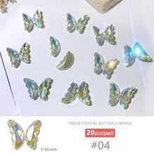 Load image into Gallery viewer, 20pcs Nail Art Crystal Butterfly Wing Jewelry Shiny Three-dimensional Stitching Butterfly Nail Sticker Jewelry Manicure Accessories
