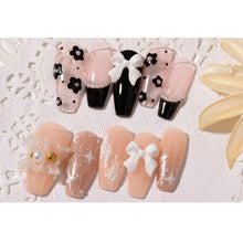 Load image into Gallery viewer, 50pcs/set Classic Black White Nail Art Bow Simple Resin Nail Jewelry Nail Art Decoration Manicure Accessories
