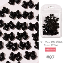 Load image into Gallery viewer, 50pcs/set Classic Black White Nail Art Bow Simple Resin Nail Jewelry Nail Art Decoration Manicure Accessories
