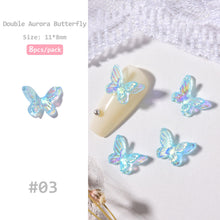 Load image into Gallery viewer, 8pcs Nail Art Double Layer Aurora Butterfly Jewelry Three-dimensional Symphony Nail Art Decoration Manicure Accessories
