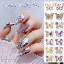 Load image into Gallery viewer, Nail Art Crystal Butterfly Jewelry Gold Edge Metal Rhinestone Three-dimensional Nail Butterfly Jewelry Nail Art Decoration
