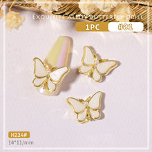 Load image into Gallery viewer, Nail Art Crystal Butterfly Jewelry Gold Edge Metal Rhinestone Three-dimensional Nail Butterfly Jewelry Nail Art Decoration
