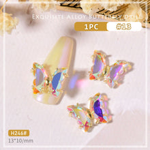 Load image into Gallery viewer, Nail Art Crystal Butterfly Jewelry Gold Edge Metal Rhinestone Three-dimensional Nail Butterfly Jewelry Nail Art Decoration
