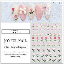 Load image into Gallery viewer, Tulip Nail Sticker 3D Adhesive Small Fresh Pink Flower Decorative Nail Sticker Manicure Art Decoration
