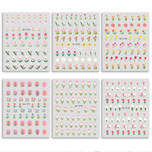 Load image into Gallery viewer, Tulip Nail Sticker 3D Adhesive Small Fresh Pink Flower Decorative Nail Sticker Manicure Art Decoration
