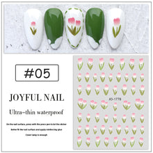 Load image into Gallery viewer, Tulip Nail Sticker 3D Adhesive Small Fresh Pink Flower Decorative Nail Sticker Manicure Art Decoration
