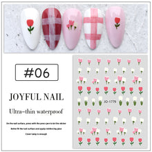 Load image into Gallery viewer, Tulip Nail Sticker 3D Adhesive Small Fresh Pink Flower Decorative Nail Sticker Manicure Art Decoration
