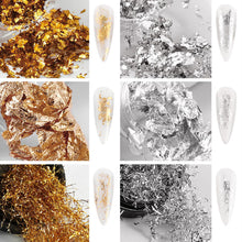 Load image into Gallery viewer, Nail Art Jewelry Gold Foil Wire Gold and Silver Foil Fragments Nail DIY Decorative Tin Foil Nail Art Decoration
