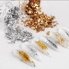 Load image into Gallery viewer, Nail Art Jewelry Gold Foil Wire Gold and Silver Foil Fragments Nail DIY Decorative Tin Foil Nail Art Decoration
