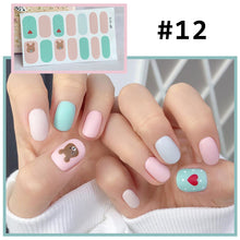 Load image into Gallery viewer, 14pcs/Sheet Cute Cartoon Nail Stickers Full Cover Waterproof Tearable Nail Stickers Manicure Art Supplies
