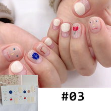 Load image into Gallery viewer, 14pcs/Sheet Full Cover Nail Stickers Daisy Polka Dot Nail Stickers Waterproof Tearable Nail Stickers Nail Art Supplies
