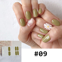 Load image into Gallery viewer, 14pcs/Sheet Full Cover Nail Stickers Daisy Polka Dot Nail Stickers Waterproof Tearable Nail Stickers Nail Art Supplies
