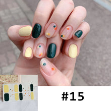 Load image into Gallery viewer, 14pcs/Sheet Full Cover Nail Stickers Daisy Polka Dot Nail Stickers Waterproof Tearable Nail Stickers Nail Art Supplies
