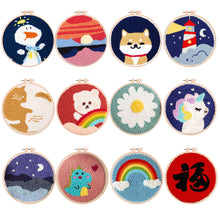 Load image into Gallery viewer, DIY Punch Needle Embroidery Kit Needlework for Beginner Punch Needle Cross Stitch Set/ DIY Cartoon Embroidery Painting Home Decor
