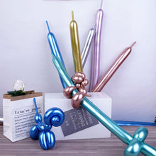 Load image into Gallery viewer, 10pcs Metallic Long Balloons DIY Strip Long Shape Balloon Tying Twist Modeling Balloon for Birthday Wedding Christmas Party
