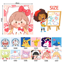 Load image into Gallery viewer, 20*20cm Cartoon DIY Painting Framed Canvas Painting Paint By Numbers Digital Painting Drawing Practice Birthday Gift Home Bedroom Wall Decoration
