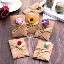 Load image into Gallery viewer, Vintage Kraft Paper Greeting Card DIY Handmade Flower Wish Card Thank You Card Blessing Card Party Invitation Card
