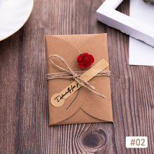 Load image into Gallery viewer, Vintage Kraft Paper Greeting Card DIY Handmade Flower Wish Card Thank You Card Blessing Card Party Invitation Card
