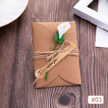 Load image into Gallery viewer, Vintage Kraft Paper Greeting Card DIY Handmade Flower Wish Card Thank You Card Blessing Card Party Invitation Card
