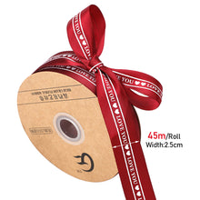 Load image into Gallery viewer, 25mm 45M/Roll Polyester Letter Ribbons Birthday Party Decoration Supplies Gift Box Wrapping Ribbons Handmade Material
