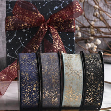 Load image into Gallery viewer, 25mm Polyester Gold Foil Textured Organza Ribbon Birthday Party Decoration Supplies Gift Box Wrapping Ribbons Handmade Material
