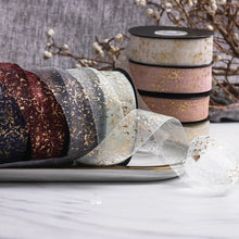 Load image into Gallery viewer, 25mm Polyester Gold Foil Textured Organza Ribbon Birthday Party Decoration Supplies Gift Box Wrapping Ribbons Handmade Material
