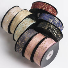 Load image into Gallery viewer, 25mm Polyester Gold Foil Textured Organza Ribbon Birthday Party Decoration Supplies Gift Box Wrapping Ribbons Handmade Material

