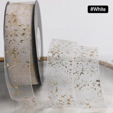 Load image into Gallery viewer, 25mm Polyester Gold Foil Textured Organza Ribbon Birthday Party Decoration Supplies Gift Box Wrapping Ribbons Handmade Material
