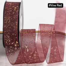 Load image into Gallery viewer, 25mm Polyester Gold Foil Textured Organza Ribbon Birthday Party Decoration Supplies Gift Box Wrapping Ribbons Handmade Material
