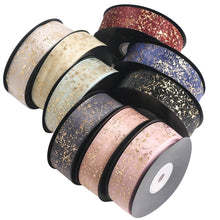 Load image into Gallery viewer, 25mm Polyester Gold Foil Textured Organza Ribbon Birthday Party Decoration Supplies Gift Box Wrapping Ribbons Handmade Material
