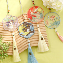 Load image into Gallery viewer, Handmade Embroidered Amulet DIY Needlework Easy Embroidery Kit Sewing Cloth Material kit Car Pendant

