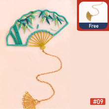 Load image into Gallery viewer, Handmade Embroidered Amulet DIY Needlework Easy Embroidery Kit Sewing Cloth Material kit Bookmarks Pendant

