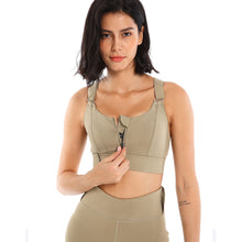 Load image into Gallery viewer, Women Sports Bras Tights Crop Top Yoga Vest Front Zipper Plus Size Adjustable Strap Shockproof Yoga Fitness Athletic Brassiere
