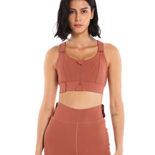 Load image into Gallery viewer, Women Sports Bras Tights Crop Top Yoga Vest Front Zipper Plus Size Adjustable Strap Shockproof Yoga Fitness Athletic Brassiere
