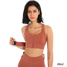 Load image into Gallery viewer, Women Sports Bras Tights Crop Top Yoga Vest Front Zipper Plus Size Adjustable Strap Shockproof Yoga Fitness Athletic Brassiere
