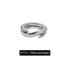 Load image into Gallery viewer, 100pcs Stainless Steel Split Ring Fishing Double Oval Split Ring Solid Ring Accessories For Fishing Hook Snap Lure Swivel
