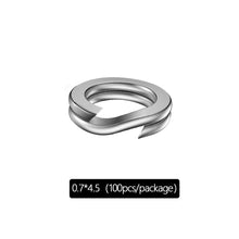 Load image into Gallery viewer, 100pcs Stainless Steel Split Ring Fishing Double Oval Split Ring Solid Ring Accessories For Fishing Hook Snap Lure Swivel

