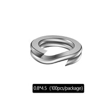 Load image into Gallery viewer, 100pcs Stainless Steel Split Ring Fishing Double Oval Split Ring Solid Ring Accessories For Fishing Hook Snap Lure Swivel
