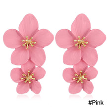 Load image into Gallery viewer, 1 Pair Personality Trend Multicolor Double Layer Flower Stud Earrings Simple Sweet Earrings Women Earrings Jewelry Gifts

