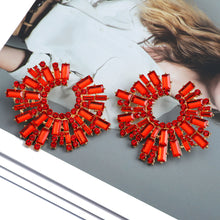 Load image into Gallery viewer, 1 Pair Geometric C-shaped Rhinestone Large Stud Earrings Alloy Colored Diamonds Irregular Sunflower Temperament Earrings Jewelry Gifts
