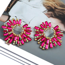 Load image into Gallery viewer, 1 Pair Geometric C-shaped Rhinestone Large Stud Earrings Alloy Colored Diamonds Irregular Sunflower Temperament Earrings Jewelry Gifts
