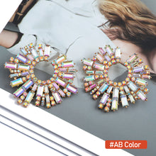 Load image into Gallery viewer, 1 Pair Geometric C-shaped Rhinestone Large Stud Earrings Alloy Colored Diamonds Irregular Sunflower Temperament Earrings Jewelry Gifts

