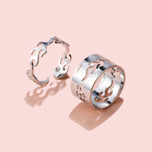 Load image into Gallery viewer, 2pcs/set Creative Personality Flame Dinosaur Punk Couple Ring Simple Open Women Men Couple Ring Jewelry Accessories Gifts
