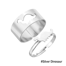 Load image into Gallery viewer, 2pcs/set Creative Personality Flame Dinosaur Punk Couple Ring Simple Open Women Men Couple Ring Jewelry Accessories Gifts
