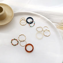 Load image into Gallery viewer, 4pcs/set Fashion Vintage Personality Beaded Ring Summer Simple Resin Rice Beads Ring Women Jewelry Gifts Accessories
