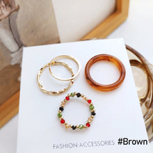 Load image into Gallery viewer, 4pcs/set Fashion Vintage Personality Beaded Ring Summer Simple Resin Rice Beads Ring Women Jewelry Gifts Accessories
