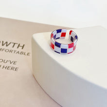 Load image into Gallery viewer, Fashion Panel Check Open Ring Adjustable Simple Resin Ring Accessories Contrast Ring Vintage Women Men Jewelry Gifts

