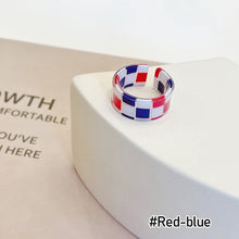 Load image into Gallery viewer, Fashion Panel Check Open Ring Adjustable Simple Resin Ring Accessories Contrast Ring Vintage Women Men Jewelry Gifts
