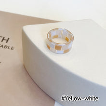 Load image into Gallery viewer, Fashion Panel Check Open Ring Adjustable Simple Resin Ring Accessories Contrast Ring Vintage Women Men Jewelry Gifts
