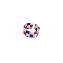 Load image into Gallery viewer, Fashion Panel Check Open Ring Adjustable Simple Resin Ring Accessories Contrast Ring Vintage Women Men Jewelry Gifts
